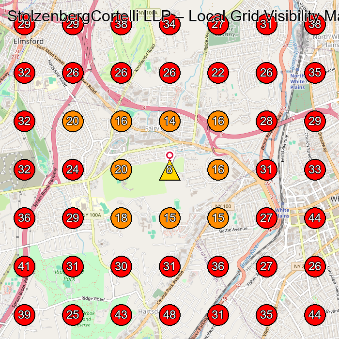 StolzenbergCortelli LLP GeoGrid visibility map for Personal Injury Attorney in White Plains